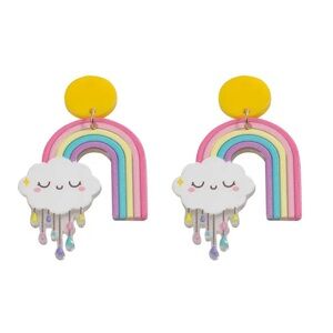 💜 NWT Cartoon Rainbow Cloud Acrylic Dangle Earrings (OS)